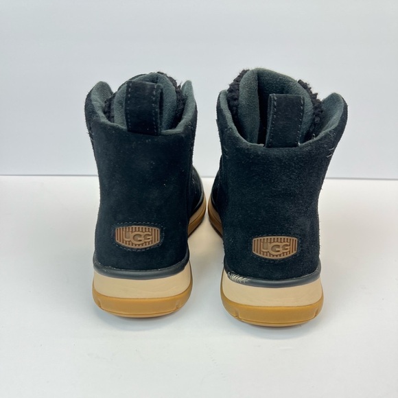 Ugg Boots Womens Size 9.5 Lakesider Heritage Mid Short Boots Black Suede Sherpa - Picture 9 of 12